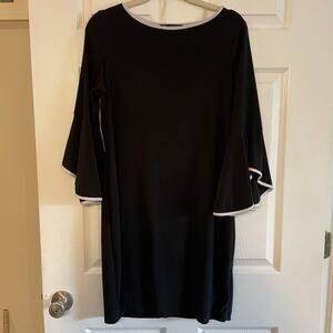 Nik And Nash Womens Dress Sz L Black Long Bell Sleeves Midi Boat Neck